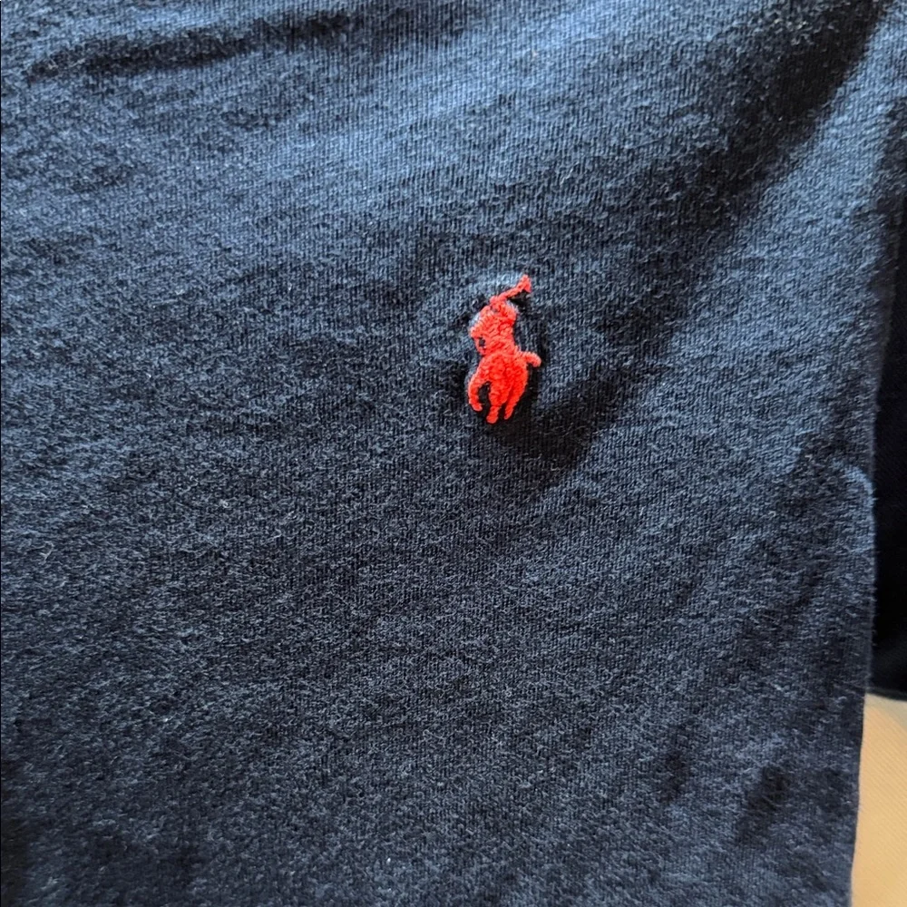 Polo by‎ Ralph Lauren Navy Crew Neck Tee with Red Pony Embroidery